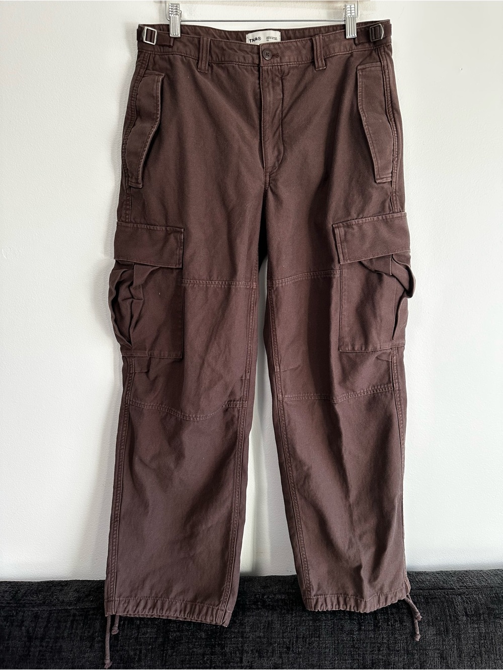 TNA Chocolate Brown Cargo Pants with Utility Pockets Mid-Rise Size 10
